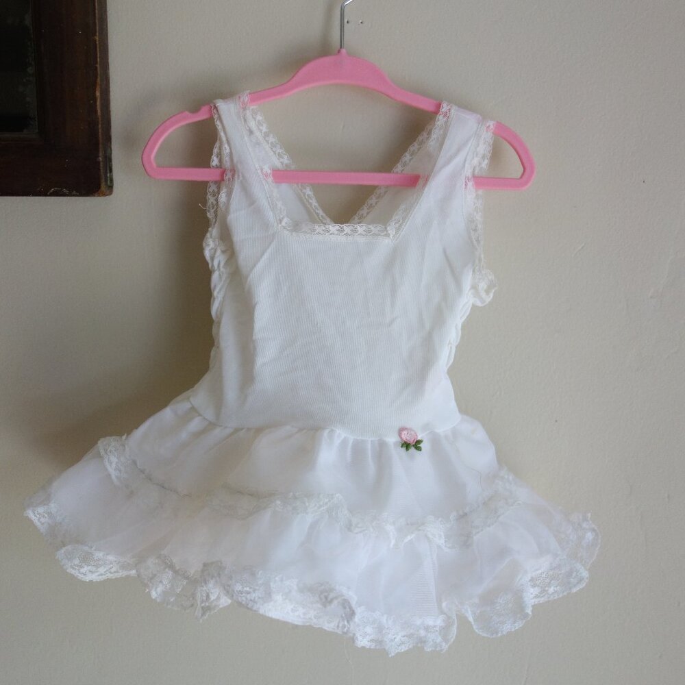 Vtg U.S.A. HER MAJESTY Girls Nylon w/ Lace Petticoat Slip – Sz T-2